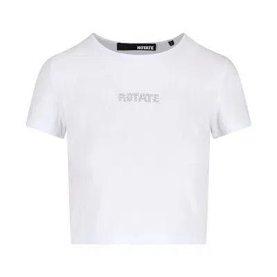Rotate Birger Christensen Rotate Womens Cropped Logo Tee In White
