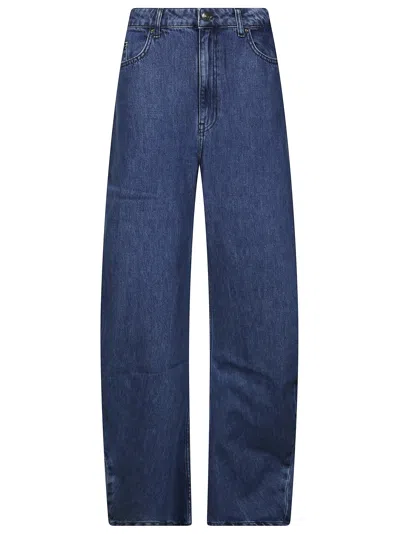 Rotate Birger Christensen Rotate Womens Draped Barrel Leg Jeans In Blue