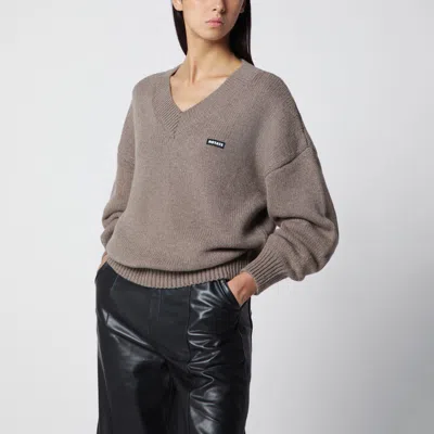 Rotate Birger Christensen Rotate Wool And Cashmere V-neck Sweater In Gray
