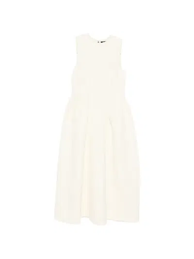 Rotate Birger Christensen Round-neck Midi Dress In Neutral
