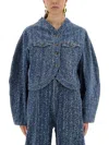 Rotate Birger Christensen Cropped Length Front Pockets Long Sleeves In Blue