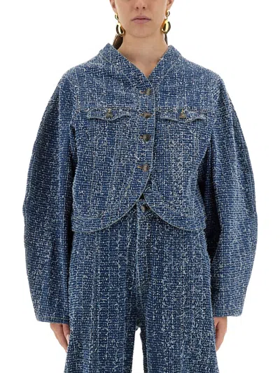 Rotate Birger Christensen Rotate Birgerchristensen Round Sleeve Jacket In Blue