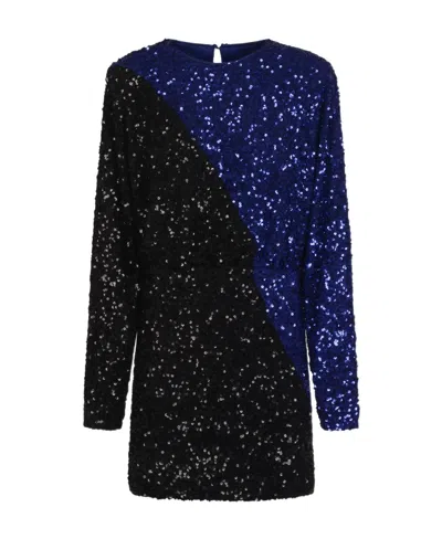Rotate Birger Christensen Round-collar Long-sleeved Dress In Black