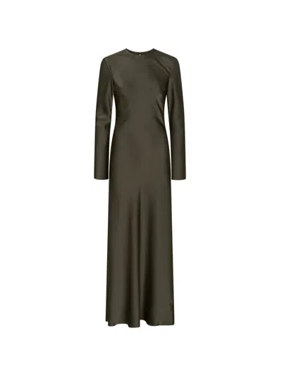 Rotate Birger Christensen Round-neck Maxi Dress In Green