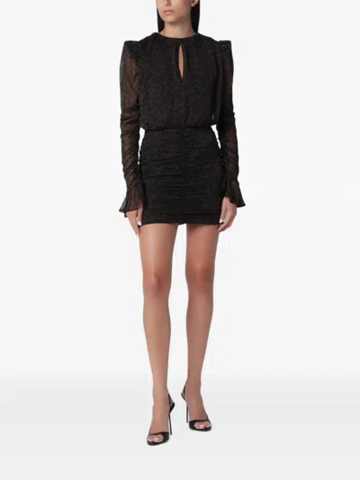 Rotate Birger Christensen Rruched Mini Dress Leopard Dark Brown In Multi