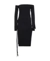 Rotate Birger Christensen Off-shoulder Tie-detail Midi Dress In Black