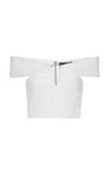Rotate Birger Christensen Ruched Crepe Off-the-shoulder Top In White