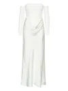 Rotate Birger Christensen Ruched Tulle And Satin Maxi Dress In White