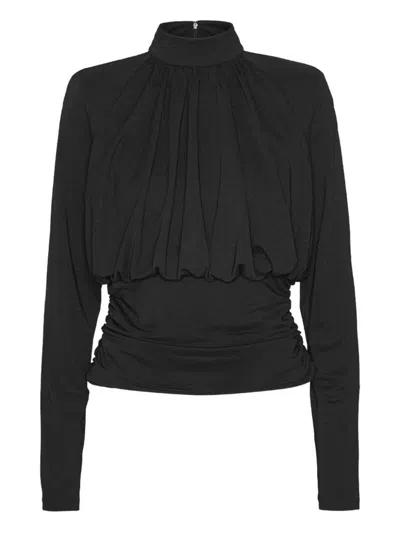 Rotate Birger Christensen Long-sleeved Black Top With High Neckline
