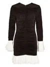 Rotate Birger Christensen Ruched Long-sleeved Mini Dress In Brown