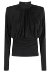 Rotate Birger Christensen Ruched Ls Top In Black