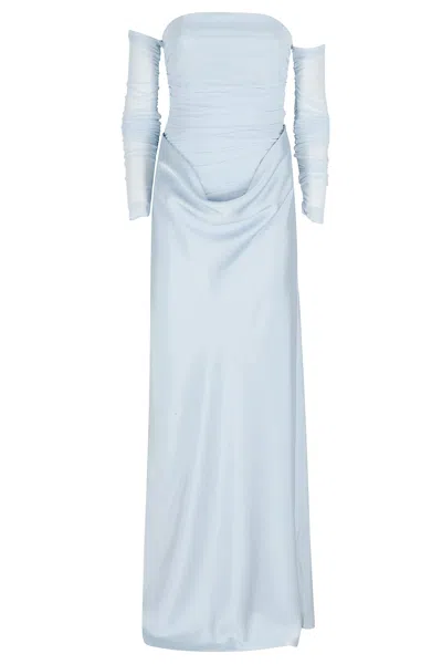 Rotate Birger Christensen Ruched Maxi Dress In Blue