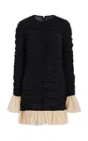 Rotate Birger Christensen Mini Pleated Long Dress In Black