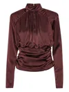 Rotate Birger Christensen Rotate Satin Blouse In Red