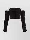 Rotate Birger Christensen Rotate Ruched Off Shoulder Cropped Top