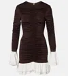 Rotate Birger Christensen Ruched Long-sleeved Mini Dress In Brown