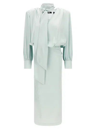 Rotate Birger Christensen Ruched Satin Dress In Blue
