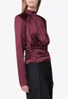 Rotate Birger Christensen Rotate Satin Blouse In Red