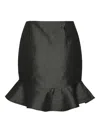 Rotate Birger Christensen Ruffle-denim Mini Skirt In Black
