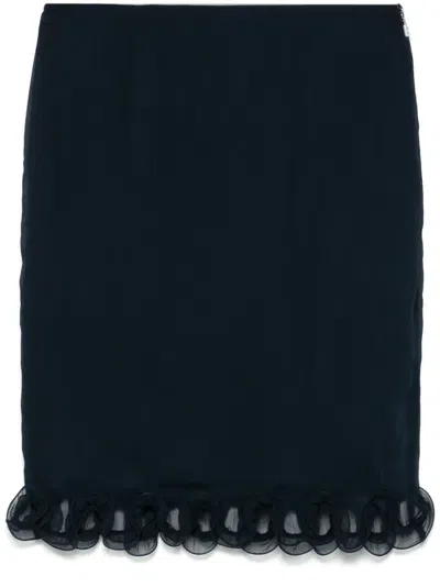 Rotate Birger Christensen Ruffle-trim Chiffon Skirt In Blue