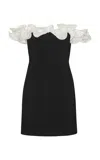 Rotate Birger Christensen Ruffle-trimmed Crepe Mini Dress In Black
