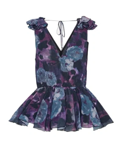 Rotate Birger Christensen Ruffled Blouse In Purple