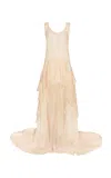 Rotate Birger Christensen Ruffled Chiffon Train Mini Dress In Neutral