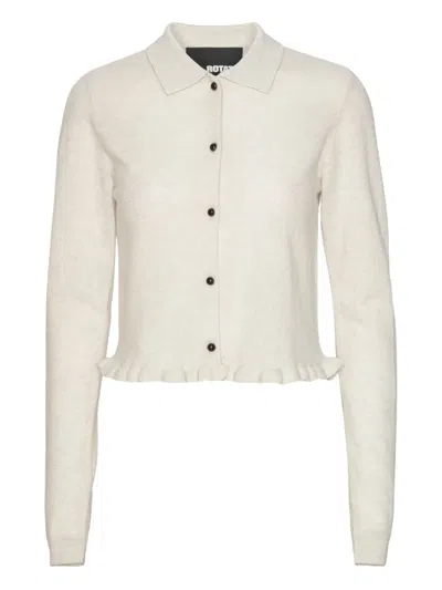 Rotate Birger Christensen Ruffled-hem Cardigan In White
