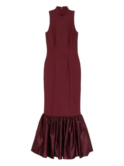 Rotate Birger Christensen Ruffled-hem Maxi Dress In Burgundy