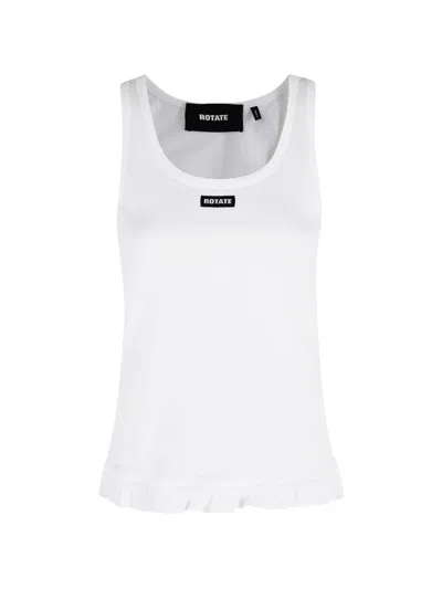 Rotate Birger Christensen Ruffle-hem Tank Top In White