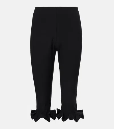 Rotate Birger Christensen Ruffled High-rise Capri Pants In Black