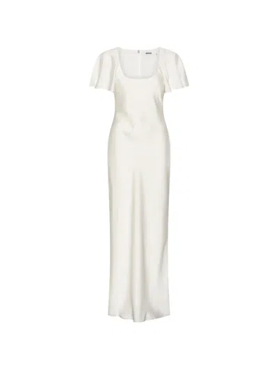Rotate Birger Christensen Ruffled Long Maxi Dress In Neutral