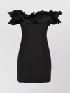 Rotate Birger Christensen Rotate Black Dress With Ruffle Decorations And Ruffle Details In Tech Fabric Woman