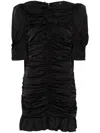 Rotate Birger Christensen Draped Satin Mini Dress In Black