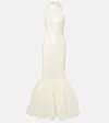 Rotate Birger Christensen Ruffled Sequined Halterneck Gown In White