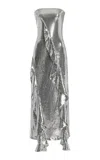 Rotate Birger Christensen Ruffled Sequined Midi Dress In Silver