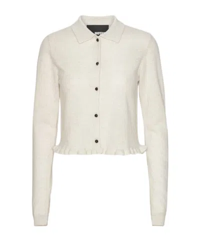 Rotate Birger Christensen Ruffled-hem Cardigan In White