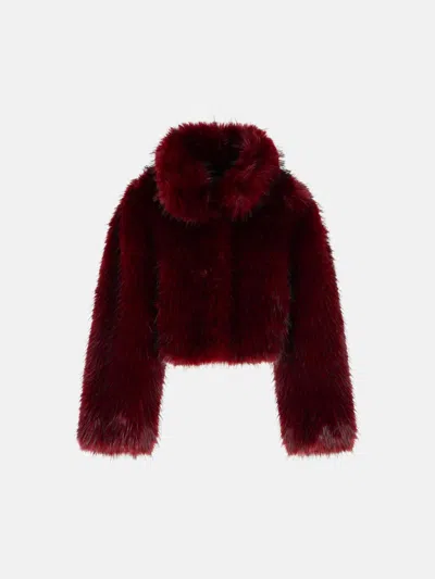 Rotate Birger Christensen 'salia' Burgundy Polyester Faux Fur Coat
