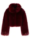 Rotate Birger Christensen Salia' Burgundy Polyester Faux Fur Coat In Multi