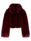 Rotate Birger Christensen Salia' Burgundy Polyester Faux Fur Coat In Red