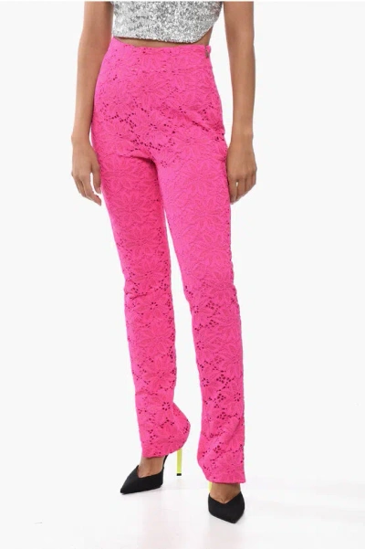 Rotate Birger Christensen Sangallo Lace High-waisted Pants In Pink