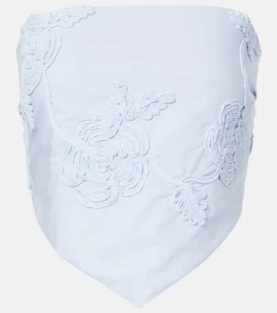 Rotate Birger Christensen Sash Floral Cotton Top In Blue