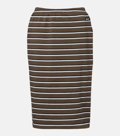 Rotate Birger Christensen Sasseline Striped Cotton Jersey Pencil Skirt In Brown