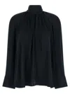 Rotate Birger Christensen Satin Bow Blouse In Black