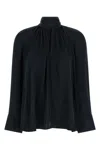 Rotate Birger Christensen Satin Bow Blouse In Blue