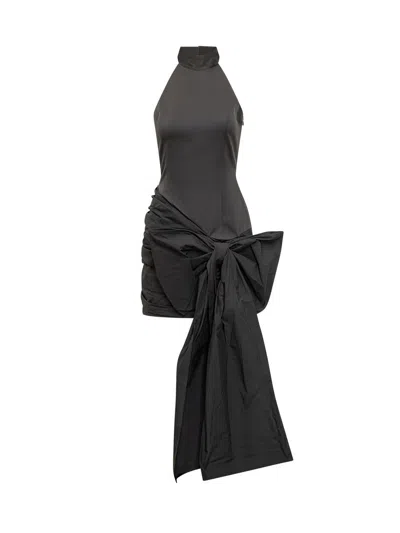 Rotate Birger Christensen Satin Bow Dress In Black