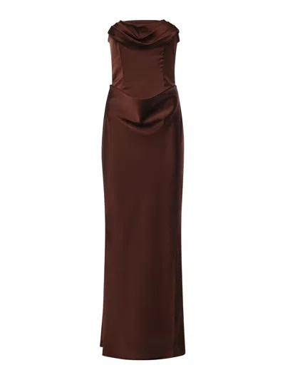 Rotate Birger Christensen Satin Bustier Dress In Burgundy