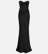 Rotate Birger Christensen Rotate Strapless Black Evening Dress With Fitted Bodice And Flowing Skirt In Black