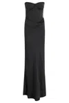 Rotate Birger Christensen Rotate Strapless Black Evening Dress With Fitted Bodice And Flowing Skirt In Black