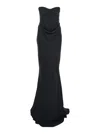 Rotate Birger Christensen Rotate Strapless Black Evening Dress With Fitted Bodice And Flowing Skirt In Black